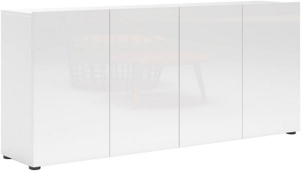 Home affaire Sideboard MISTER- Sideboard, Anrichte, Kommode, Made in Italy, 4 Fächer, Kommode mit 4 Türen, komplett Hochglanz lackiert, Breite 180cm