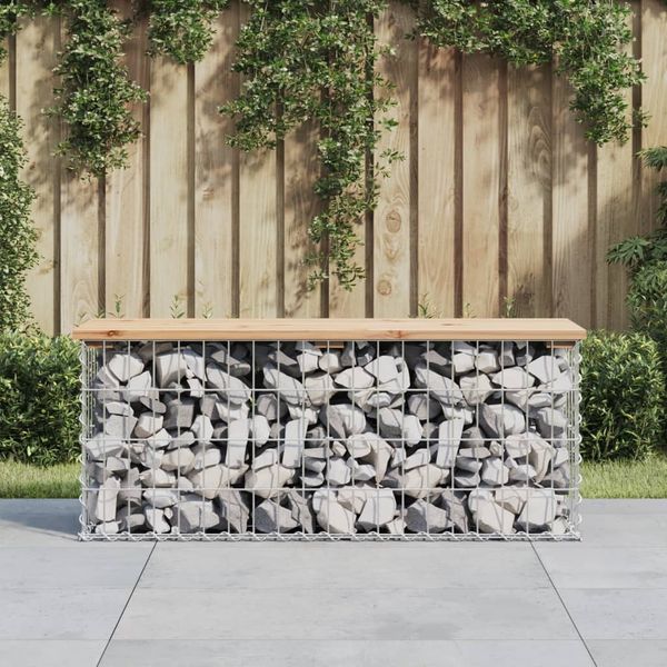 vidaXL Gartenbank aus Gabionen 103x31,5x42 cm Massivholz Kiefer 834350