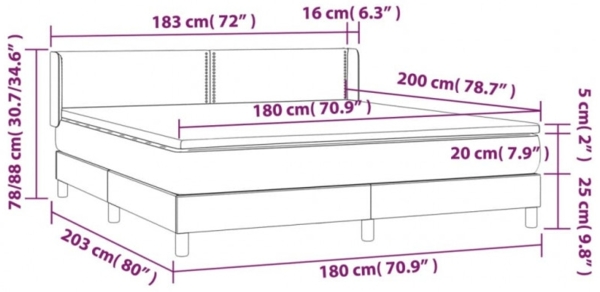 vidaXL Boxspringbett mit Matratze Blau 180x200 cm Stoff 3129655 Bild 7