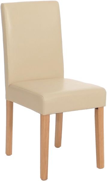 Esszimmerstuhl Littau, Küchenstuhl Stuhl, Leder ~ creme, helle Beine