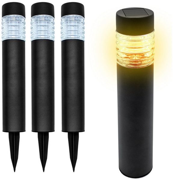 Spetebo LED Solarleuchte Wege Leuchte - 42 cm - Garten Deko Gehweg Lampe, mit robustem Erdspieß, LED fest integriert, warm weiß, Leuchtdauer bis zu 6 Stunden