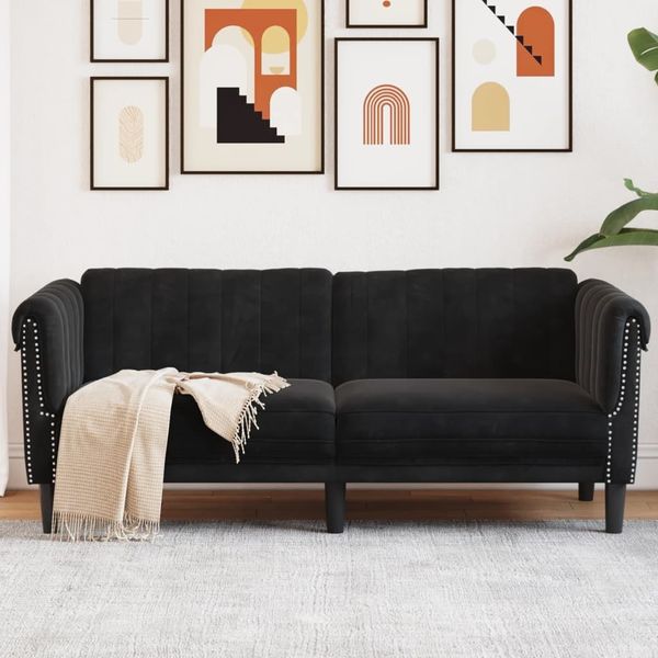 vidaXL Sofa 2-Sitzer Schwarz Samt 372580