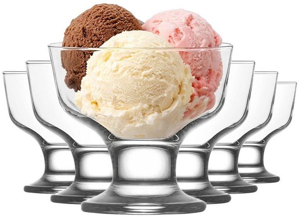 LAV Eisschale LAV Destina Eis- und Dessertschalen - 285 ml (9 3/4 oz), 6er Set, Glas, (Packung, 6-tlg), Elegantes Glasschalen für Desserts und Eis 6er-Set, 285 ml