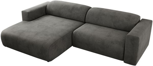 Ecksofa PASADENA, freistehendes Ecksofa, breite Armlehnen, Federsitz - links - Dunkelgrau Velours Bild 6