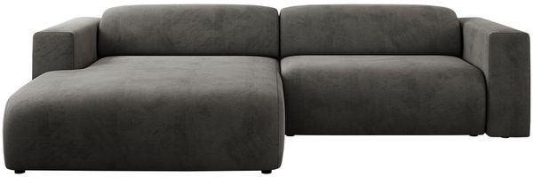 Ecksofa PASADENA, freistehendes Ecksofa, breite Armlehnen, Federsitz - links - Dunkelgrau Velours Bild 5