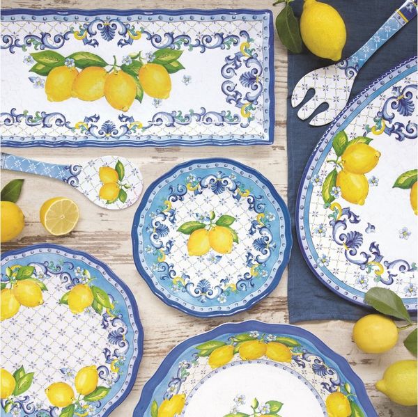 EasyLife Frühstücksteller Sorrento, Spülmaschinengeeignet, Mehrfarbig, Zitronen, ⌀ 23.5cm, Mehrfarbig