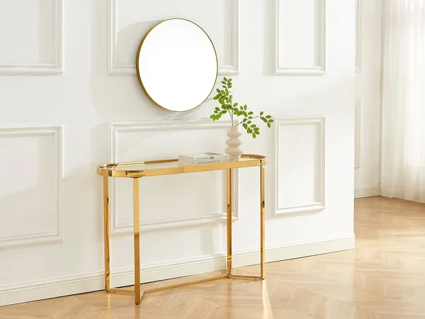 Vente-unique - JOLINY Konsole Glas TransparentGold - B 40 cm x H 78 cm x L 120 cm