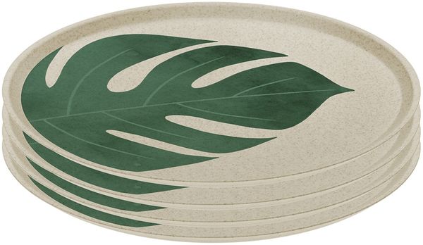 Koziol Teller-Set Connect Plate Monstera Leaf 4-tlg, Speiseteller, Kunststoff, Nature Desert Sand, 25. 5 cm, 1455700