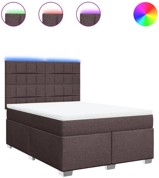 vidaXL Boxspringbett mit Matratze Dunkelbraun 140x200 cm Stoff 3292814