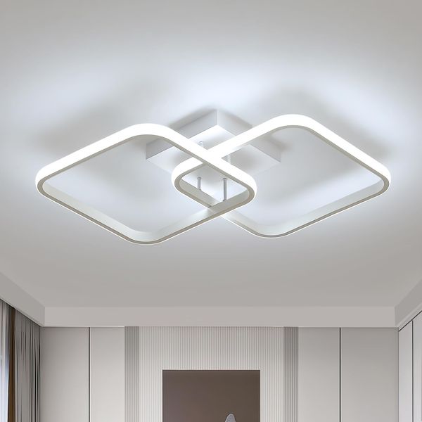 Osairous LED Deckenleuchte Moderne 42W 4700LM, Quadratische Deckenleuchte LED Weiß 64cm, Küchenlampe Deckenlampe Acryl 6500K für Küche Esszimmer Wohnzimmer Studio Büro, Kühles Weißes Licht