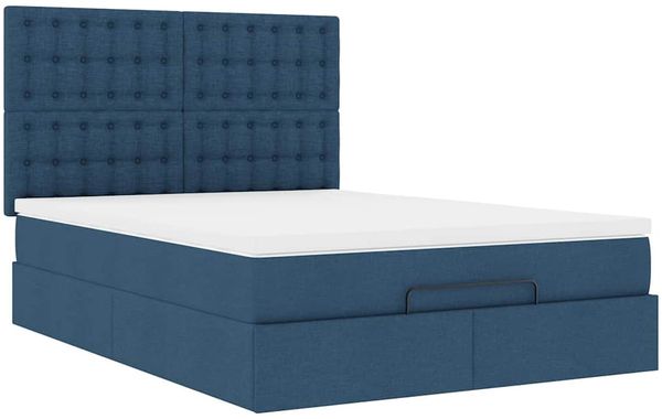 vidaXL Ottoman-Bett mit Matratze & LEDs Blau 140x200 cm Stoff 3314182 Bild 7