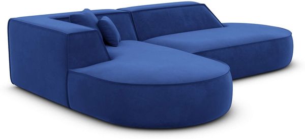 Couch Monterola Lounge L Form in Samtstoff - Samtstoff - dunkelblau - Links