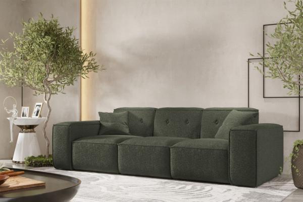 Sofa Designersofa CESINA 3-Sitzer in Stoff Ascot Bukla Winter Moss