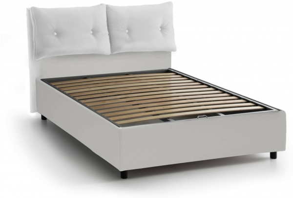 Dmora Andrealo Doppelbett, Bettkasten mit Stoffbezug, 100 % Made in Italy, Öffnung vorne, inklusive Matratze 160 x 190 cm, Weiß Bild 6