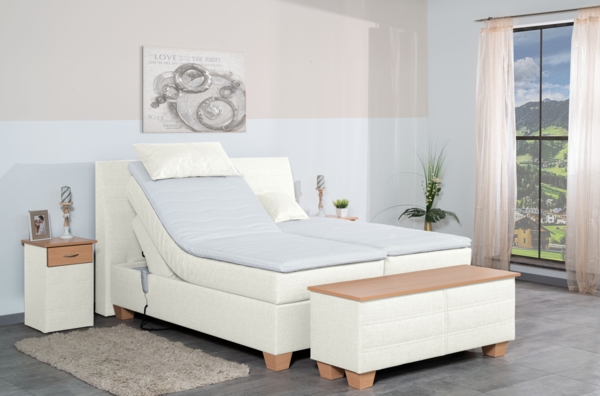 Meisterbetten Boxspringbett Syma 120x220 in W-White, Matratzenbezug Nano, Ergoflex-Topper Bild 3