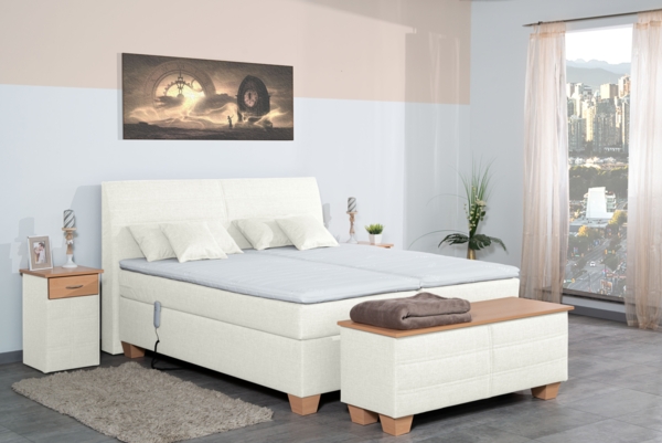 Meisterbetten Boxspringbett Syma 120x220 in W-White, Matratzenbezug Nano, Ergoflex-Topper Bild 4