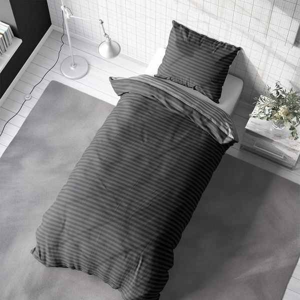 Visaggio Bettwäsche Baumwolle 135x200, 155x200, 155x220, 200x200, 200x220 oder 240x220, Renforcé, 2 teilig, Stripe Wendebettwäsche Streifen, mit Reißverschluss