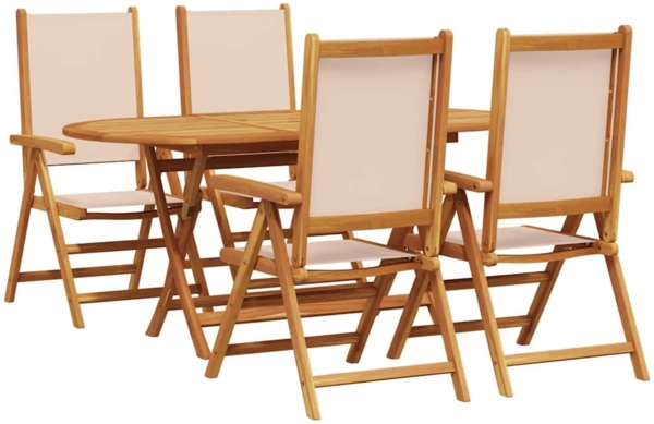 vidaXL Garten Essgruppe 5 pcs Beige Akazie Massivholz 3375748