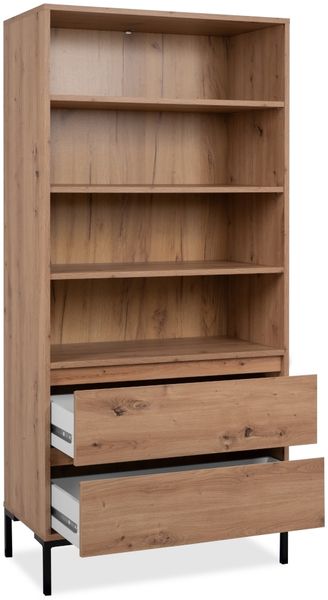 Finori Korsika 20B Regal, Dekor Artisan Oak | Regal für Wohnzimmer | Maß: B x H x T ca. 77,5 x 165 x 40 cm | Regal mit 2 Schubkästen und 4 offene Fächer Bild 3