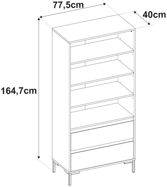 Finori Korsika 20B Regal, Dekor Artisan Oak | Regal für Wohnzimmer | Maß: B x H x T ca. 77,5 x 165 x 40 cm | Regal mit 2 Schubkästen und 4 offene Fächer Bild 9