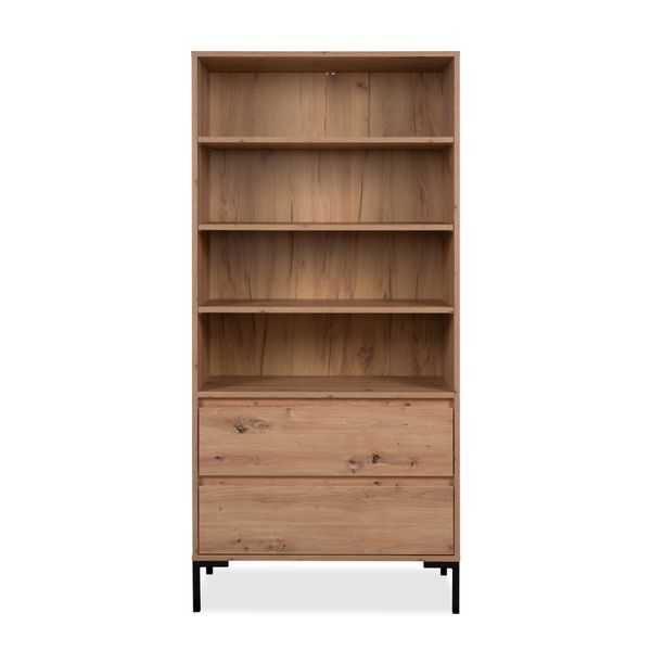 Finori Korsika 20B Regal, Dekor Artisan Oak | Regal für Wohnzimmer | Maß: B x H x T ca. 77,5 x 165 x 40 cm | Regal mit 2 Schubkästen und 4 offene Fächer Bild 2