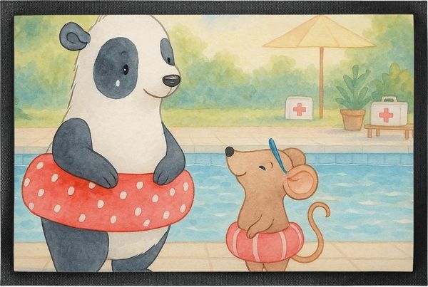 Mr. & Mrs. Panda Fußmatte Otter Schwimmen Design, Fußabtreter, Weiß, Schwimmkurs, Fussmatten, F, Höhe: 40 mm