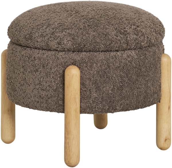 House Nordic Pouf mit Ablage, braun/natur, ø45x36 cm, HN1237
