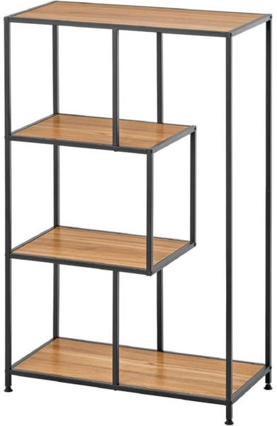 mDesign Bücherregal Aufbewahrung Regal Raumteiler 4 Ebenen Holz Metall Schwarz