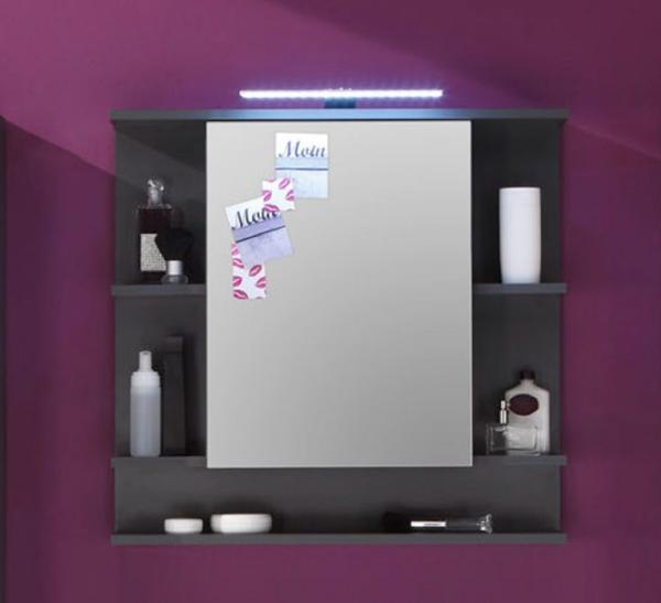 Badezimmer Spiegelschrank Tetis mit Regalfächern und ohne Beleuchtung Graphit grau 72x72 cm Badmöbel