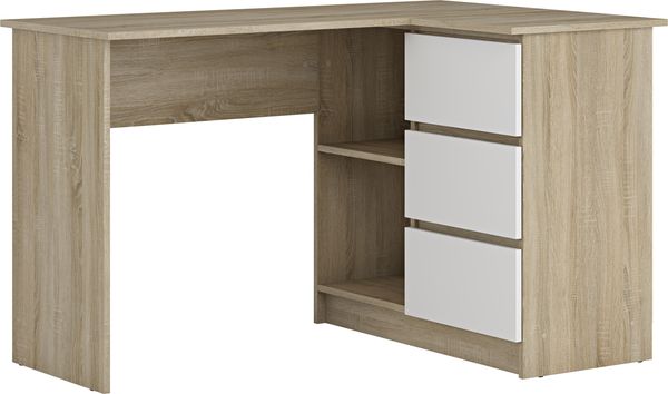 Shefa Line Eckschreibtisch L-Form Sonoma Eiche / Weiß - 125x85x77 cm Bild 6