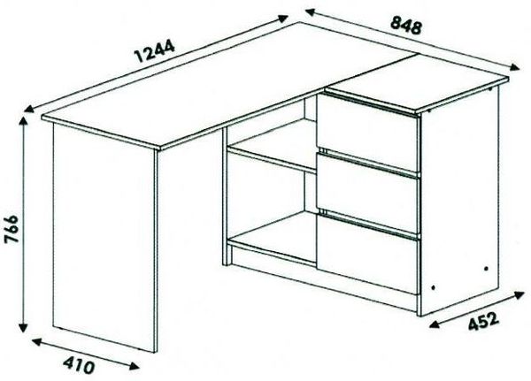 Shefa Line Eckschreibtisch L-Form Sonoma Eiche / Weiß - 125x85x77 cm Bild 5