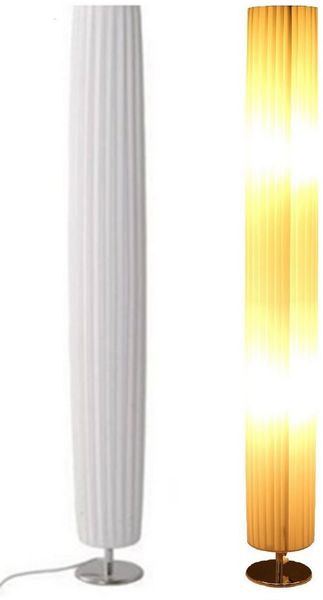 TRANGO LED Stehlampe, 120RL Design Plissee LED Stehleuchte *NIZZA* Stehlampe inkl. 2x 4 Watt E27 LED Leuchtmittel, Wohnzimmer Lampe, Standleuchte rund, Lampenschirm Durchmesser: 14cm Ø - Höhe: 120cm