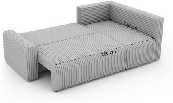 Eckcouch NESSARO COR L mit Schlaffunktion, L-förmiges Sofa mit DL-System, Bettkasten, Bonellfederkern, Sofa mit Stauraum - Beige Cord - Rechts Seite Bild 8