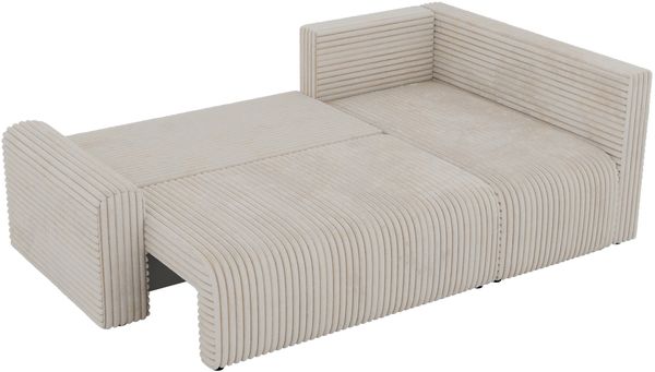 Eckcouch NESSARO COR L mit Schlaffunktion, L-förmiges Sofa mit DL-System, Bettkasten, Bonellfederkern, Sofa mit Stauraum - Beige Cord - Rechts Seite Bild 11