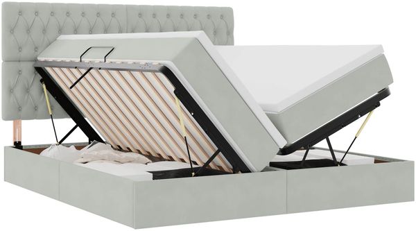 vidaXL Bett mit LED-Lichtleisten Hellgrau 200 x 200 cm Samt 3372899 Bild 2