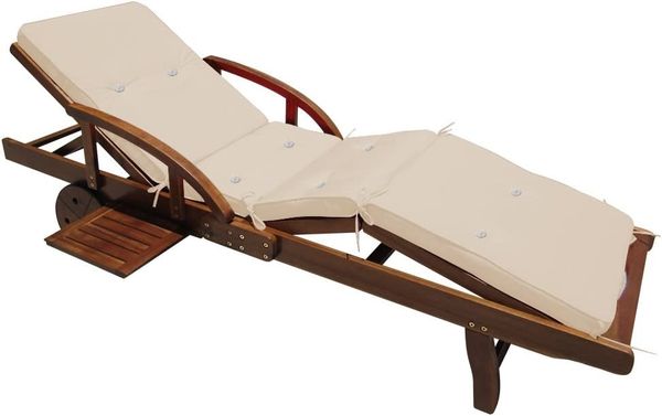 Casaria 'Tami Sun' Gartenliege mit Auflage, verstellbar, Akazienholz Braun, 160 x 69 x 85 cm