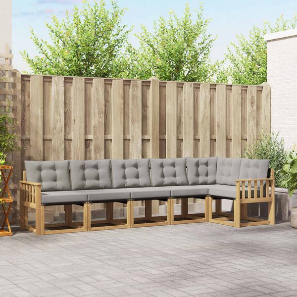 vidaXL Outdoor-Sofagarnitur mit Kissen 6 pcs Weiß und Hellgrau 3389521