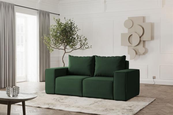 Sofa Designersofa ESTELLE 2-Sitzer in Stoff Opera Velvet Dunkelgrün