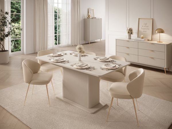 Compleo Esstisch ausziehbarer Tisch 160-200 cm, Tisch für 10 Personen BELLOS, Japandi Design