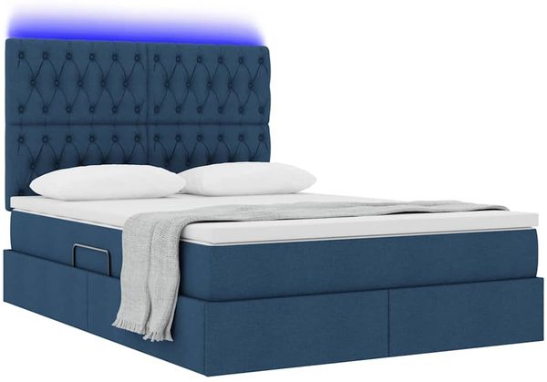 vidaXL Bett mit Stauraum und LED mit LED Blau 140 x 200 cm Polyester 3372488 Bild 3