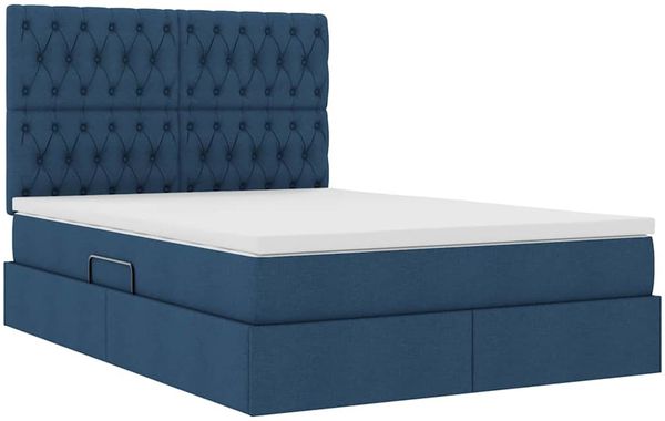vidaXL Bett mit Stauraum und LED mit LED Blau 140 x 200 cm Polyester 3372488 Bild 6