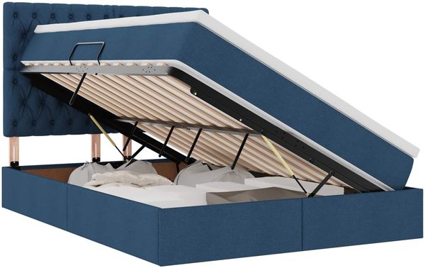vidaXL Bett mit Stauraum und LED mit LED Blau 140 x 200 cm Polyester 3372488 Bild 2