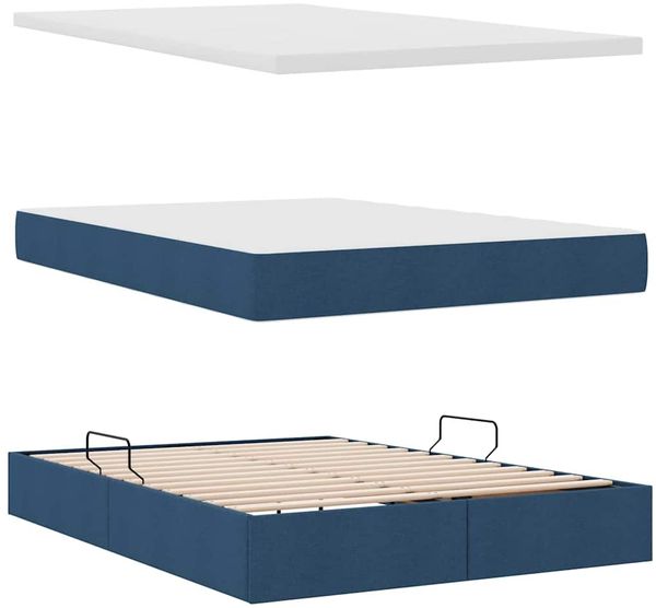 vidaXL Bett mit Stauraum und LED mit LED Blau 140 x 200 cm Polyester 3372488 Bild 9