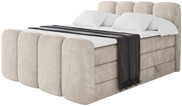 ALTDECOR Boxspringbett NINA-Z KING (Multipocket-Matratze H4, H3 Matratze Bonellfederung, Topper, Kopfteil), Doppelbett mit Fußteil