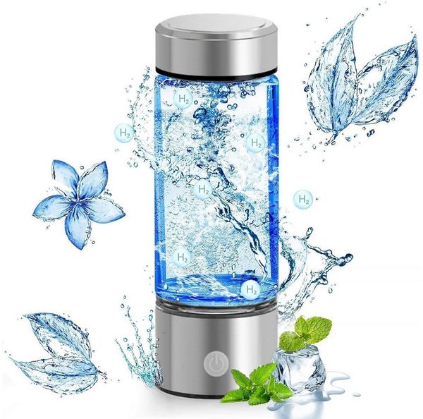 MOPUEA Trinkflasche Wasserstoff-Wassergenerator für Trinkwasser, Borosilikatglas, auslaufsicher und rutschfest