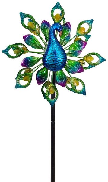 abc HOME LED Gartenleuchte Pfau, Windrad, LED, Solarpanel, Lichtsensor, Farbwechsel Bild 2