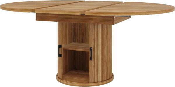 Ausziehbarer Esstisch 118/158 x 118 x H 76,8 cm, MDF in Walnussoptik, mit Stauraum und verstellbaren Füßen Bild 6