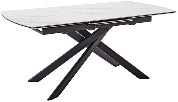 Kulissen-Esstisch >VANINO< ausziehbar 230cm, weiß marmoriert, Keramik - 180/230x76x90cm (BxHxT) Bild 4