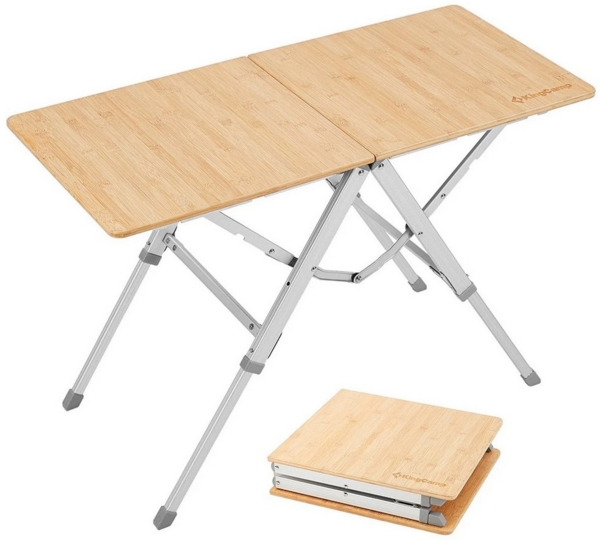 KingCamp Campingtisch Campingtisch Bamboo Duo Klapptisch, Camping Tisch Verstellbar Alu Bambus