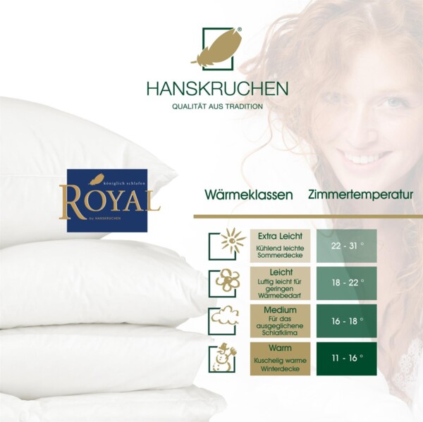 Hanskruchen Royal Luxus Daunendecke, Leicht, Baumwolle, 240x220 cm Bild 5